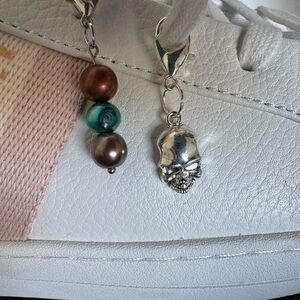 Beaded Charm with Skull Charm - NWOT